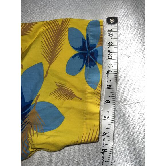 MOJEANS Yellow Blue Floral Tropical Palm Tree Print Button Up Shirt 3XL Vintage - Picture 12 of 15